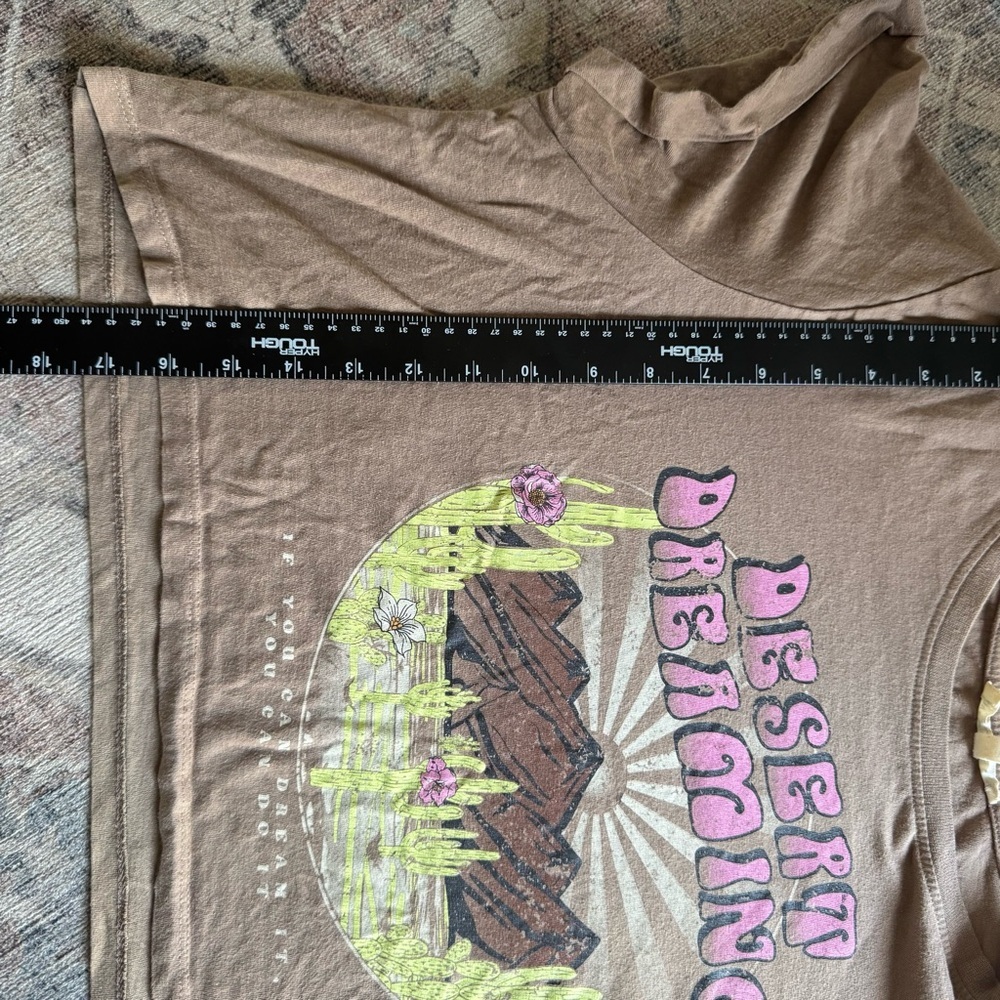 Desert Dreamin Love Peace Lazy Days Cropped Tee Large Boho Wanderlust Western - Picture 8 of 11